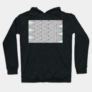 Moving curves optical illusion, black and white ikat pattern Hoodie